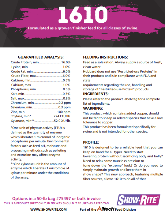 Show-Rite® Swine Feed - 1610