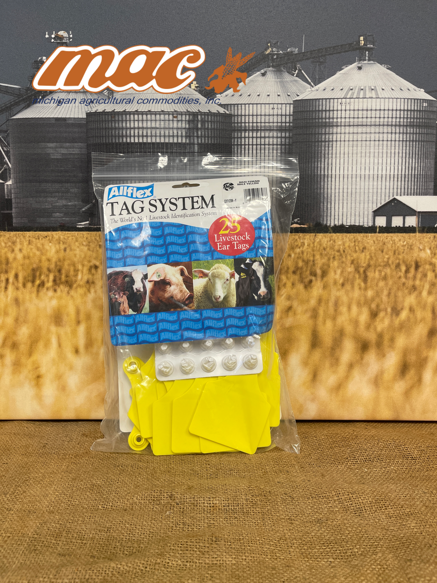Allflex Ear Tags With Button Blank, YELLOW