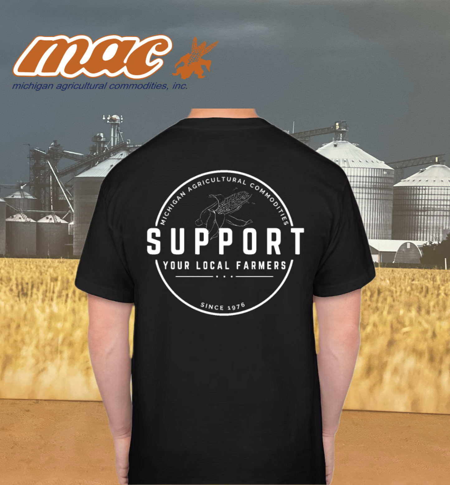 M.A.C. Support Your Local Farmers T-Shirt - BLACK