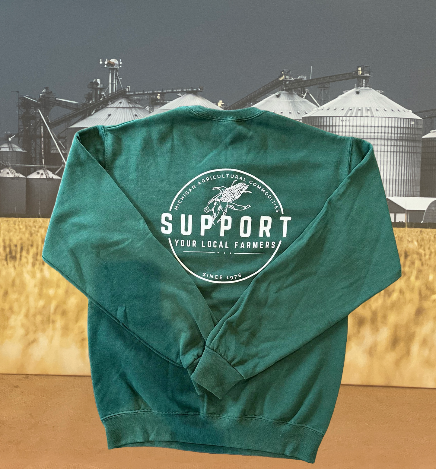 M.A.C. SUPPORT YOUR LOCAL FARMERS CREW NECK SWEATSHIRT