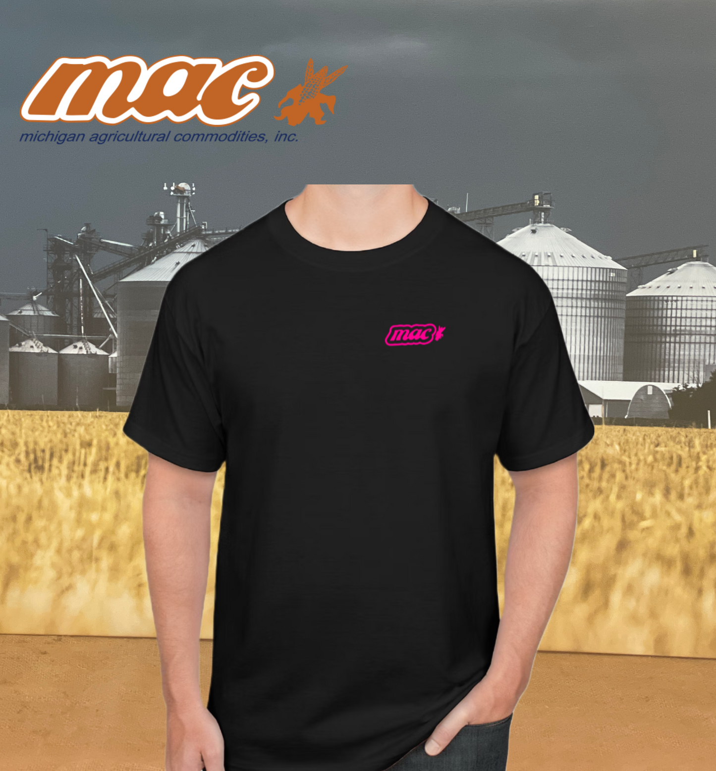 M.A.C. Support Your Local Farmers T-Shirt - Black & Hot Pink