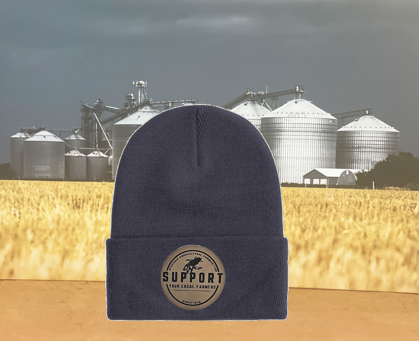 SUPPORT YOUR LOCAL FARMER PATCH KNIT HAT - NAVY