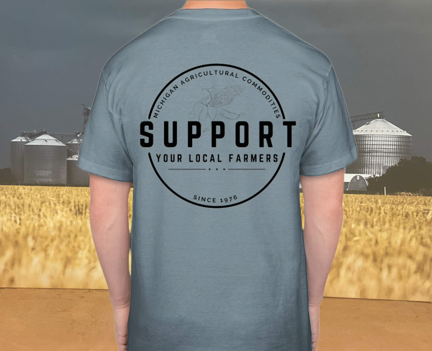 M.A.C. Support Your Local Farmers T-Shirt - BLUE