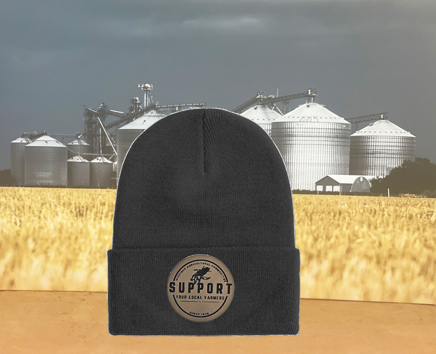 SUPPORT YOUR LOCAL FARMER PATCH KNIT HAT - BLACK