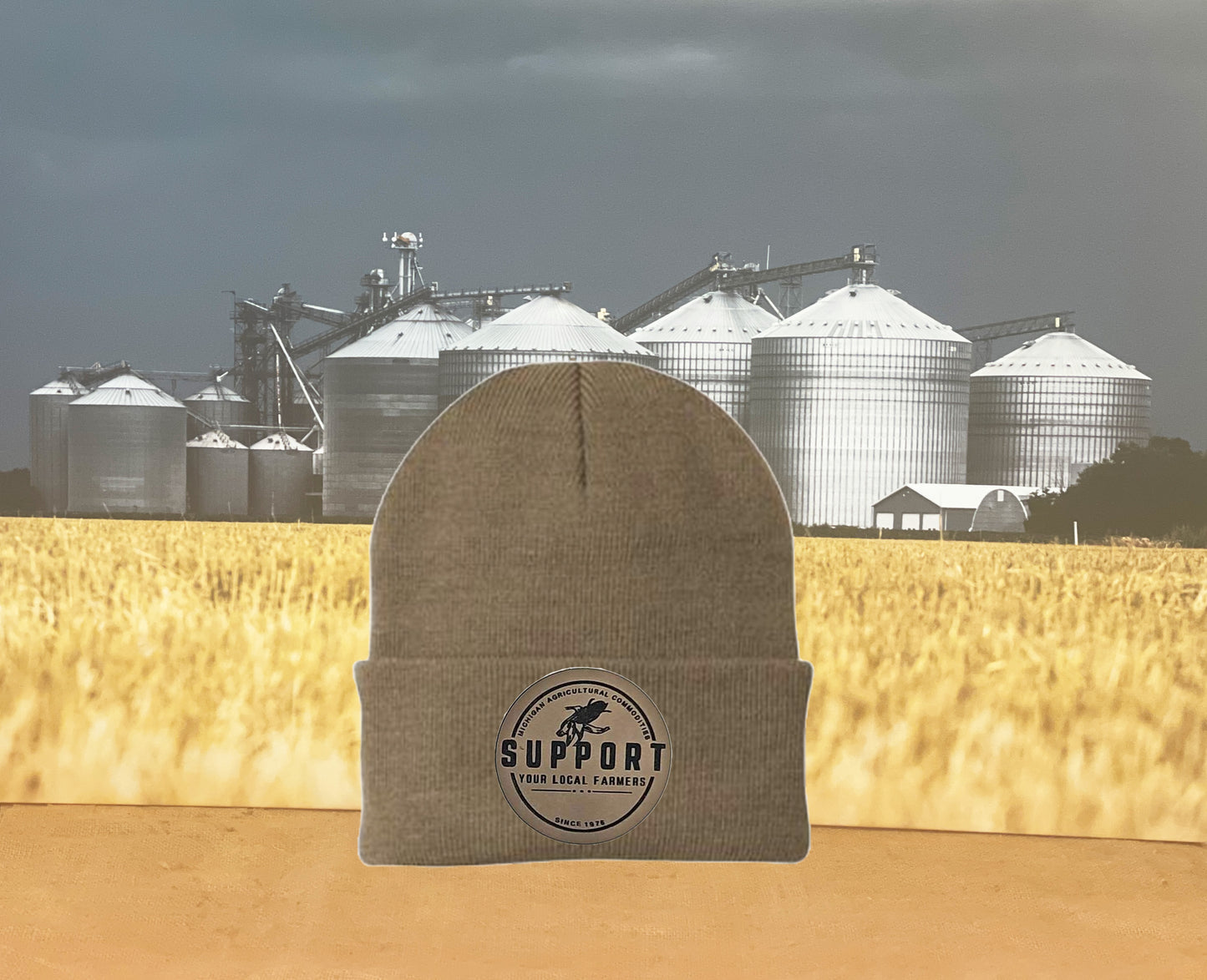 SUPPORT YOUR LOCAL FARMER PATCH KNIT HAT - BROWN