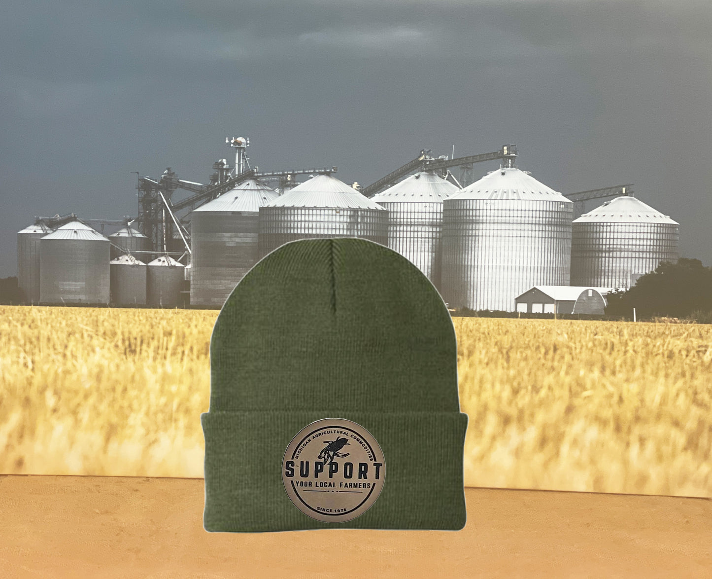 SUPPORT YOUR LOCAL FARMER PATCH KNIT HAT - GREEN