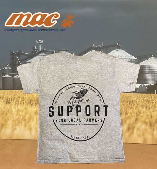 Youth M.A.C. Support Your Local Farmers T-Shirt - Gray