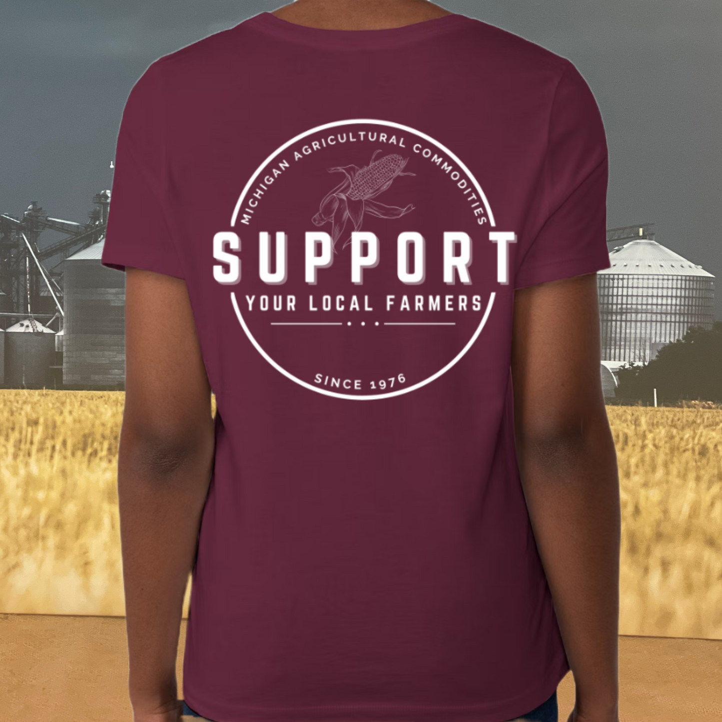 M.A.C. Support Your Local Farmers T-Shirt - MAROON