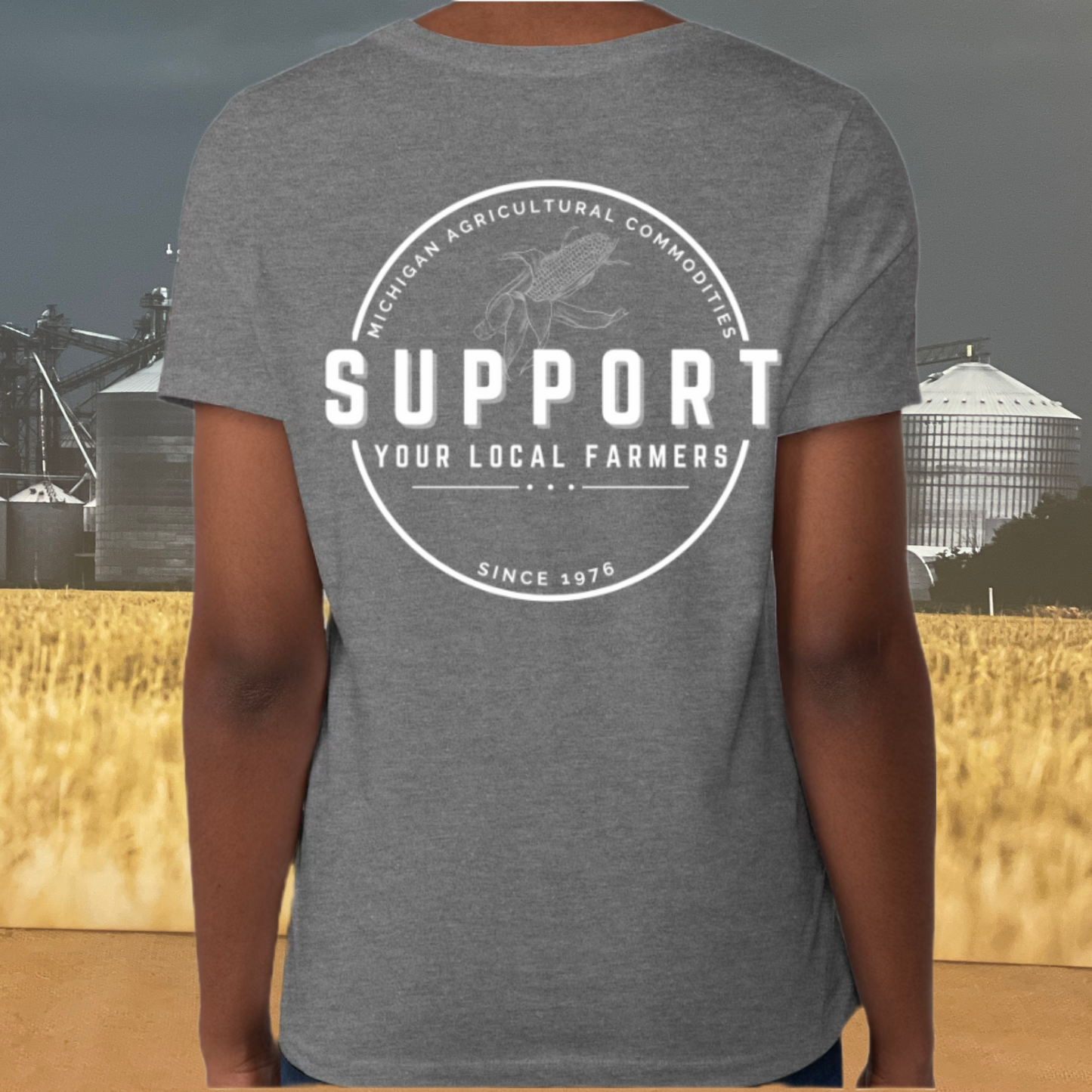 M.A.C. Support Your Local Farmers T-Shirt - DARK HEATHER GRAY